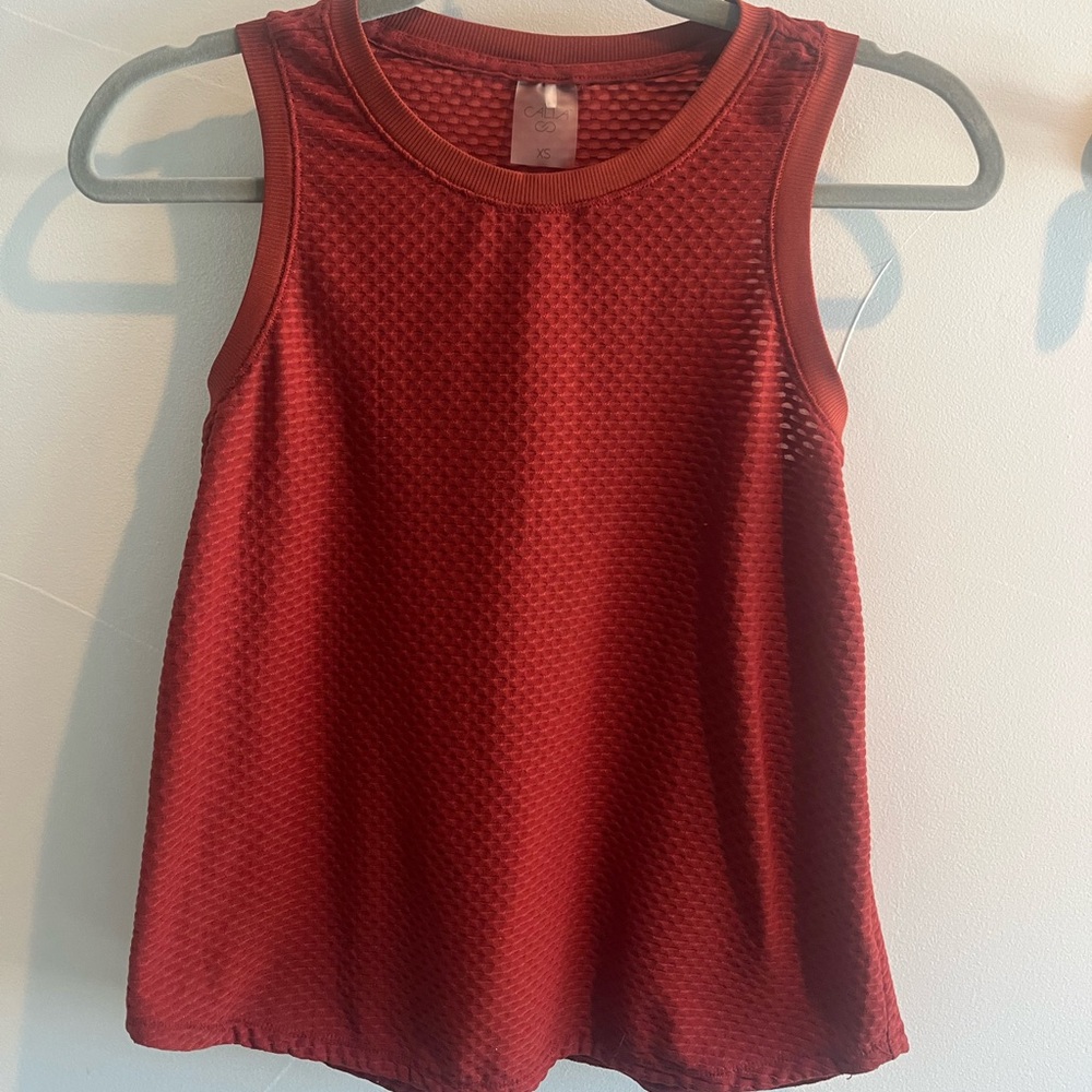 Sleeveless Textured Tank Top - burnt orange